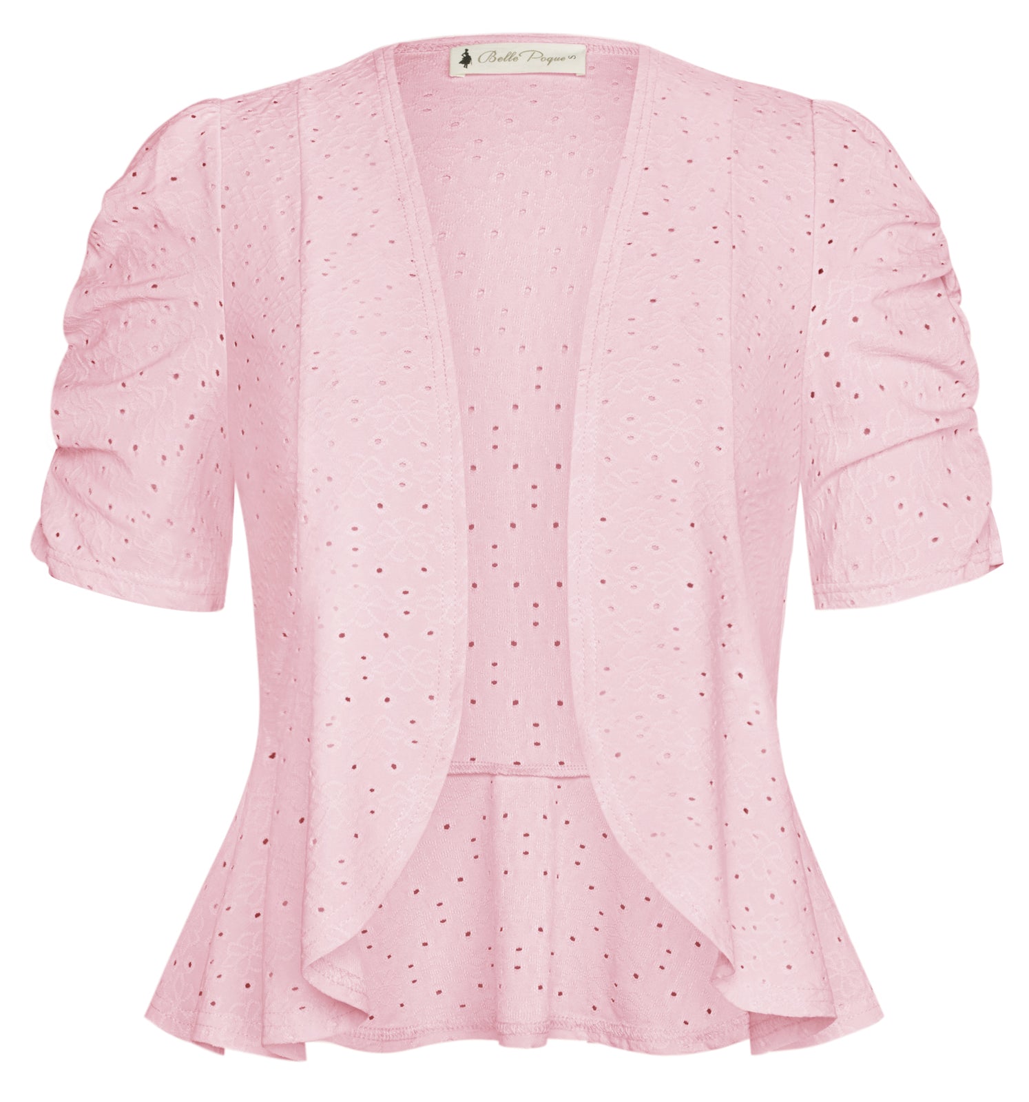 belle poque Spring 2026 Women's Short Sleeve Bolero Shrug Lightweight Cardigan Pink