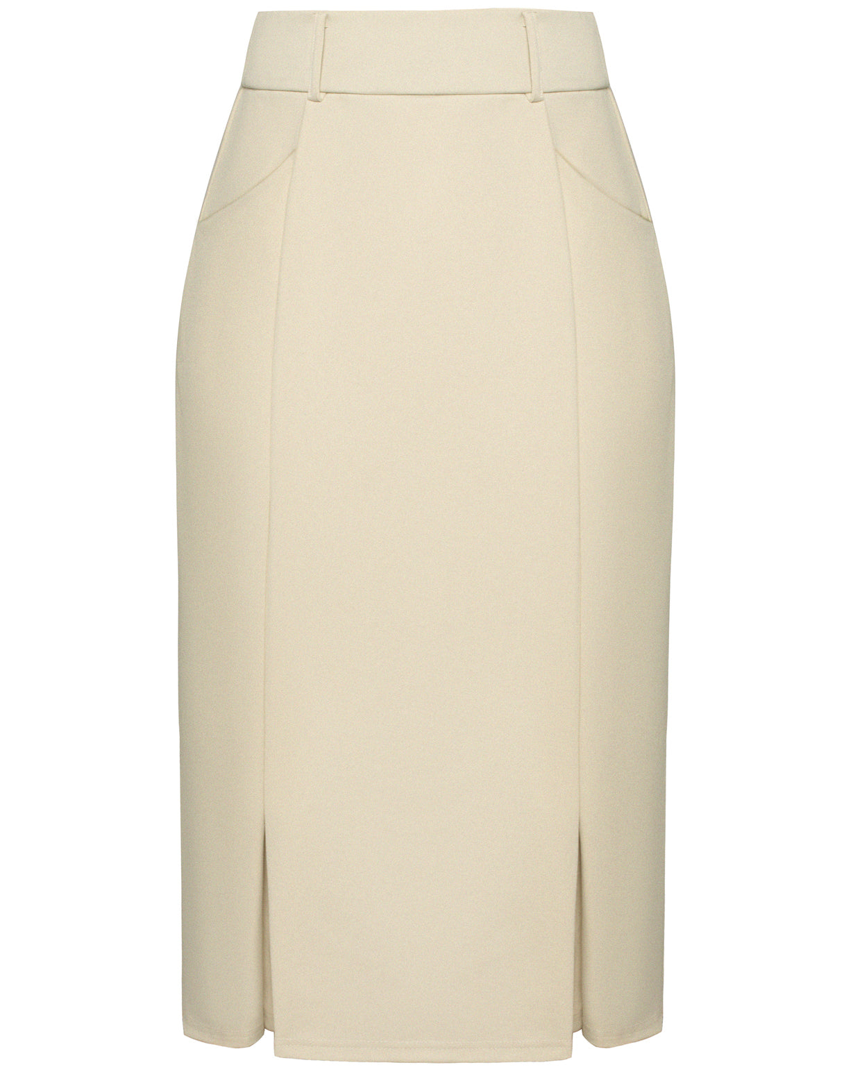 belle poque BP Women Vintage Bodycon Skirt Elastic Waist Below Knee Hips-Wrapped Skirt Beige