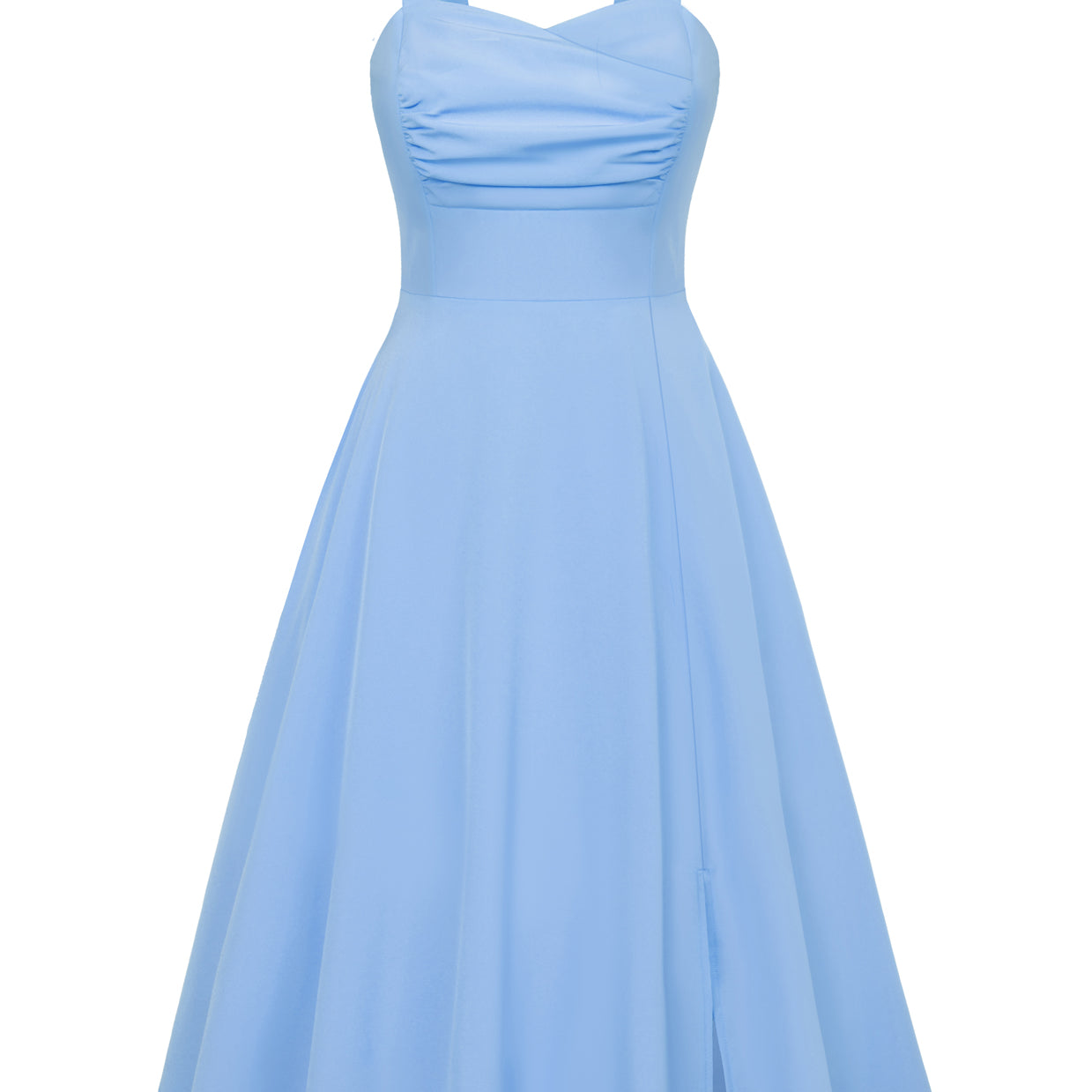 belle poque Vintage 1950s Cocktail Dress Ruched Slit A Line Swing Dress with Pockets Blue