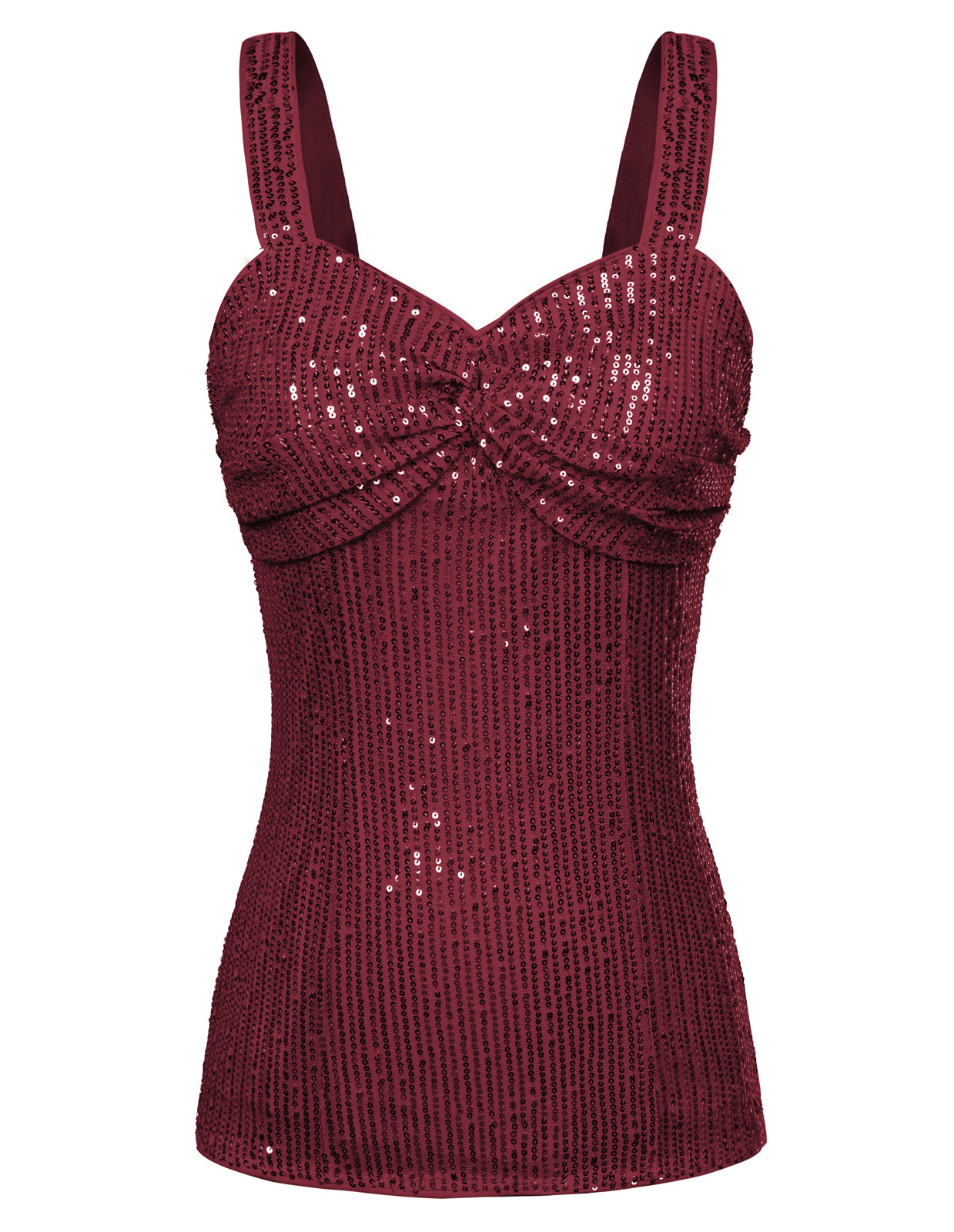 belle poque Seckill Offer⌛Vintage Sequined Tops Slim Fit Knotted Bodice Party Tops Wine