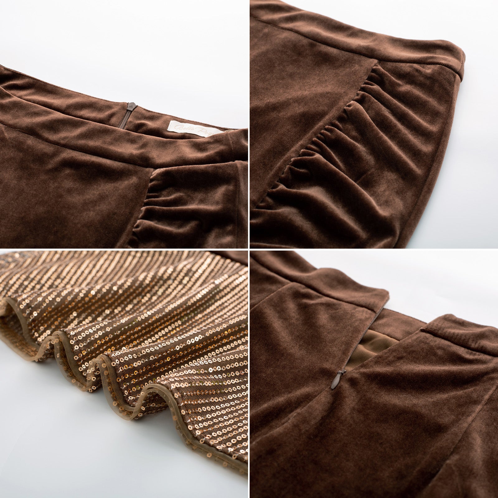 belle poque Seckill Offer⌛Vintage Sequined Mermaid Skirt High Waist Ruched Bodycon Skirt