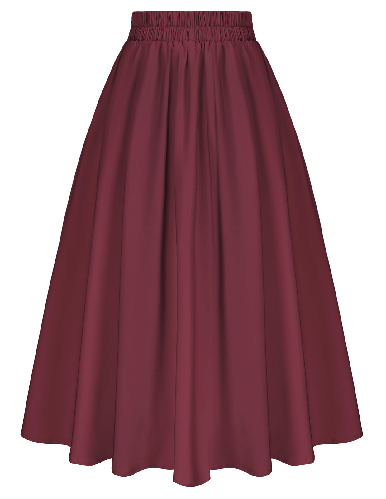 belle poque Vintage Skirts with Side Slit High Waisted Midi A-Line Flowy Skirts with Pockets