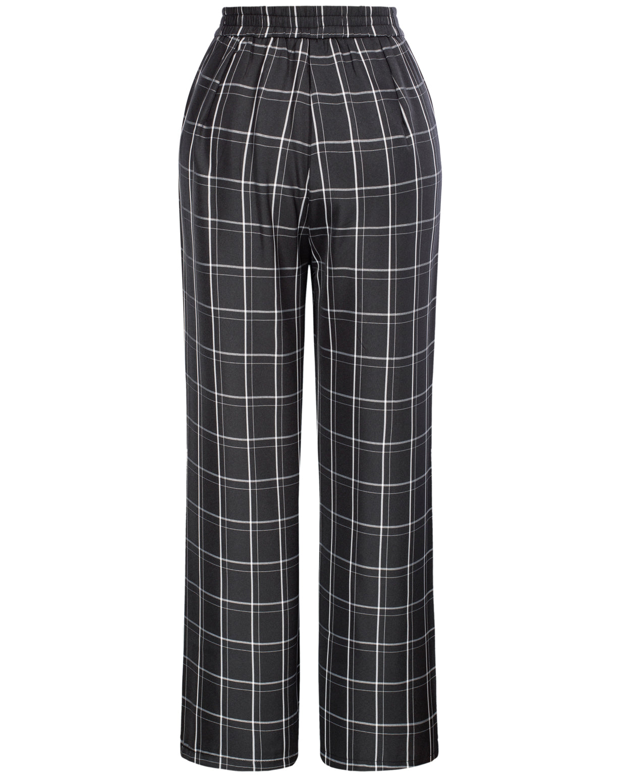 belle poque High Waisted Wide Leg Pants Button Decorated Casual Stretchy Trousers with Pockets