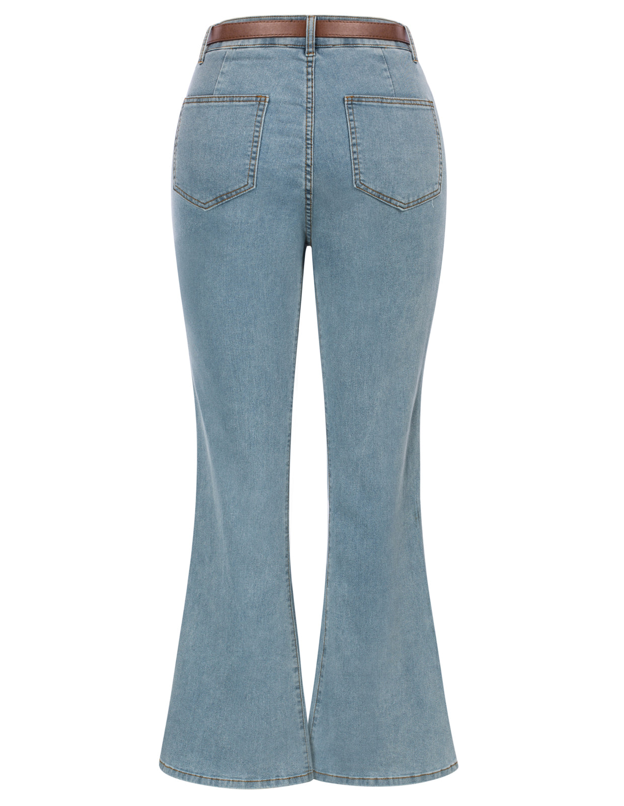 belle poque Seckill Offer⌛Vintage High Waisted Flare Jeans with Belt Bootcut Stretchy Denim Pants
