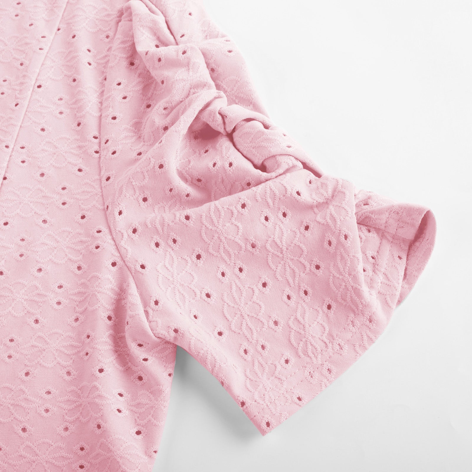 belle poque Women Vintage Hollowed-out Shrug Ruched Short Sleeve Open Front Tops