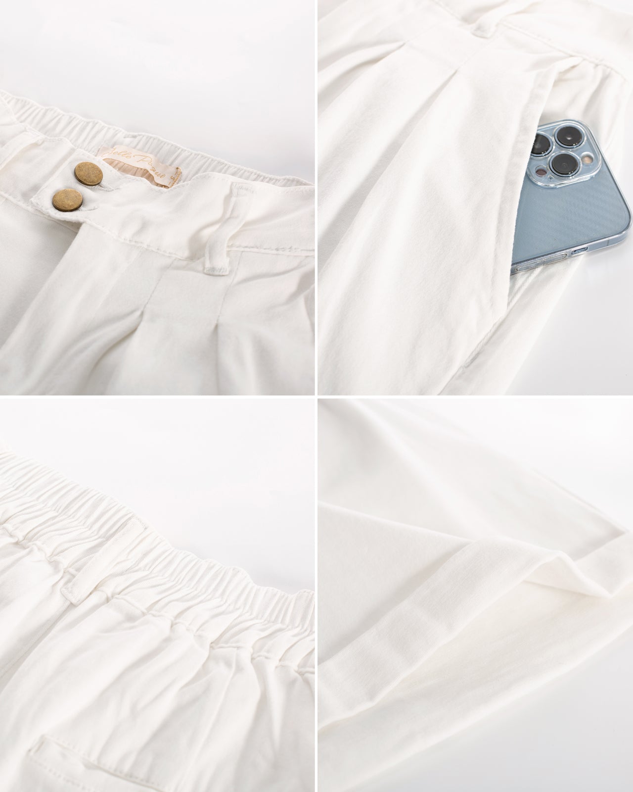 belle poque Elastic Waist Fold-up Leg Opening Short Jeans