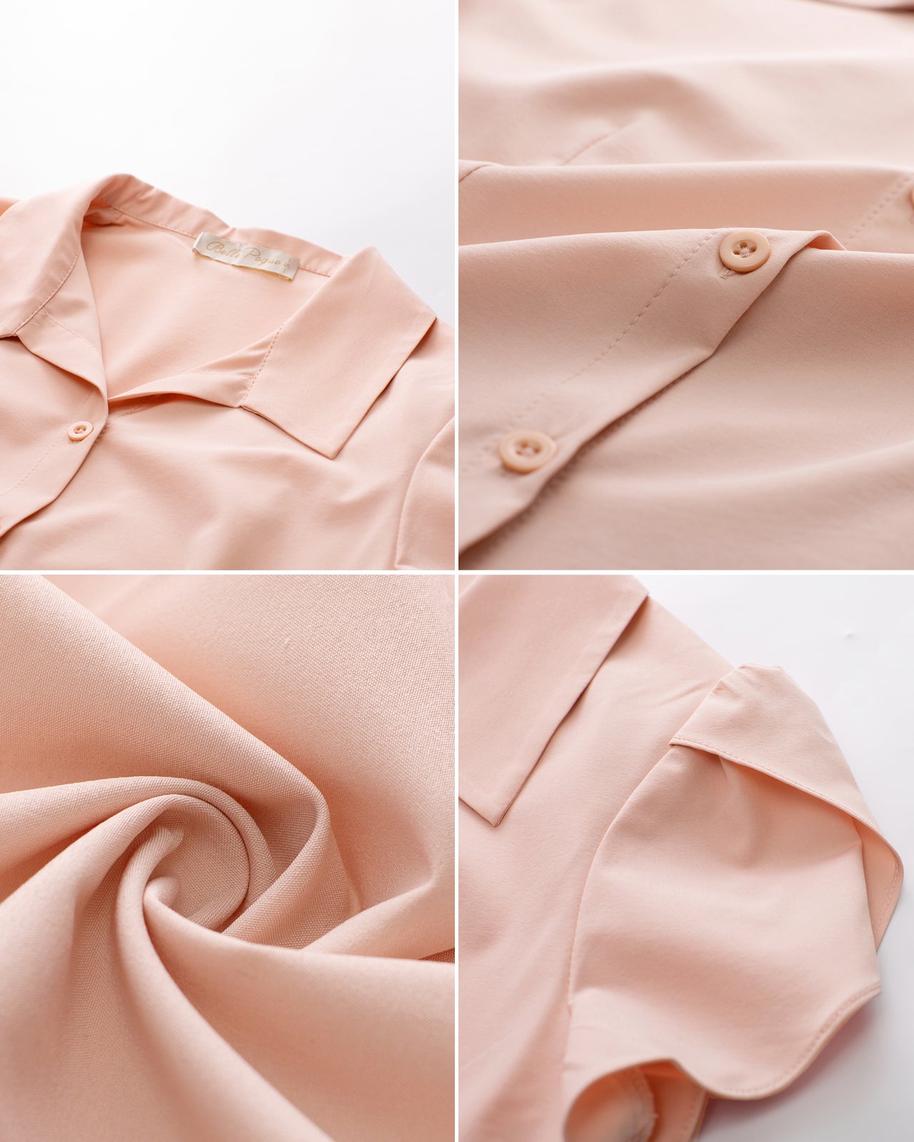 belle poque Business Casual Shirts Tops Summer Button Blouse for Women