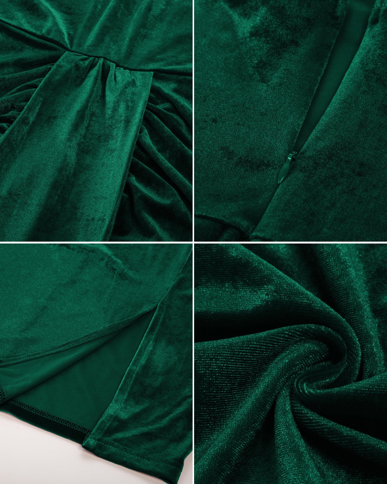 belle poque Vintage Front Slit Velvet Dress Halterneck Ruched Bodycon Dress