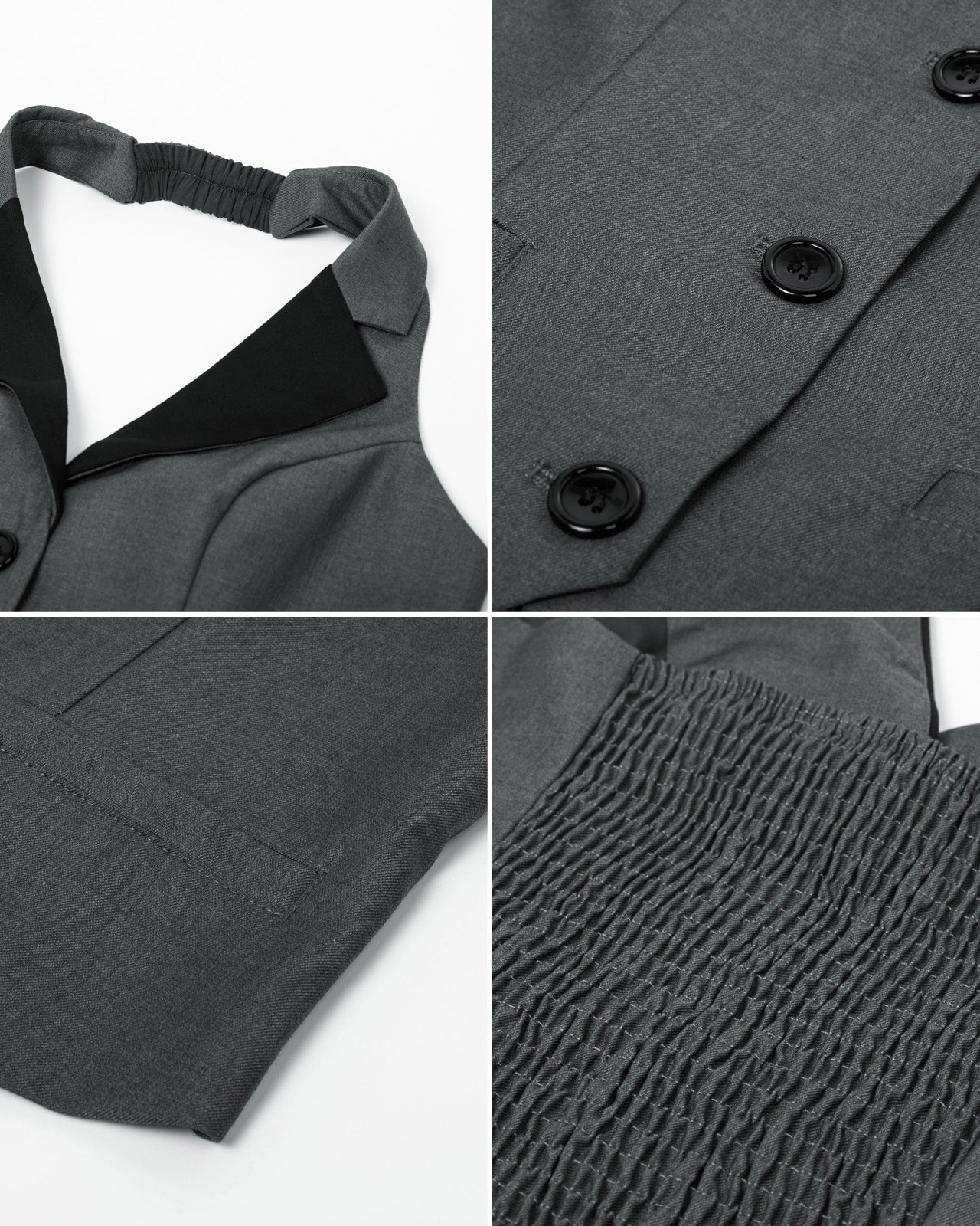 belle poque Waistcoat Vest Vintage Halter Lapel Button Down Suit Vest with Pockets