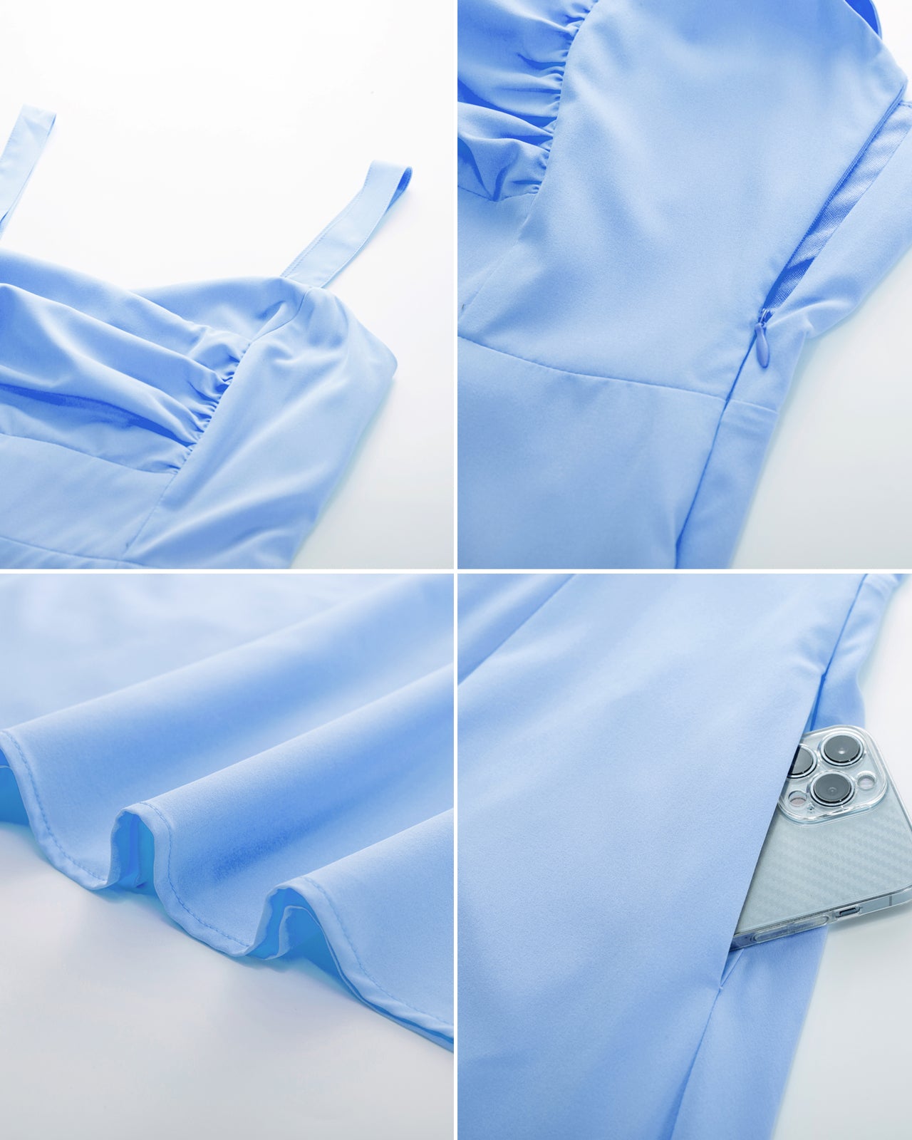 belle poque Vintage 1950s Cocktail Dress Ruched Slit A Line Swing Dress with Pockets