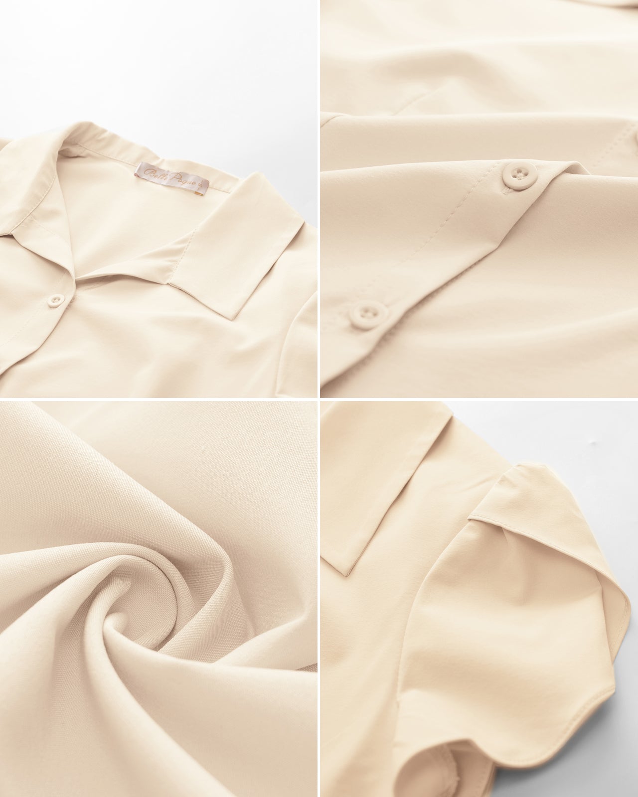 belle poque Business Casual Shirts Tops Summer Button Blouse for Women