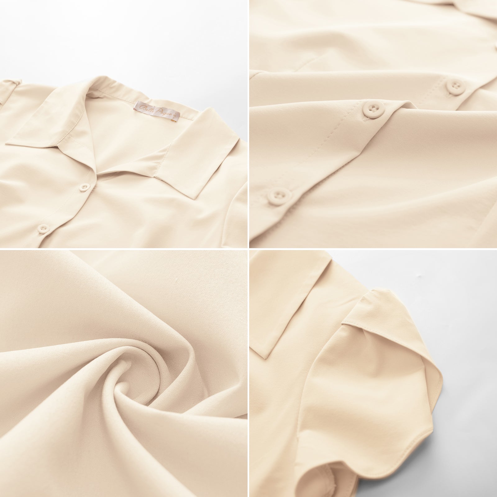 belle poque Business Casual Shirts Tops Summer Button Blouse for Women