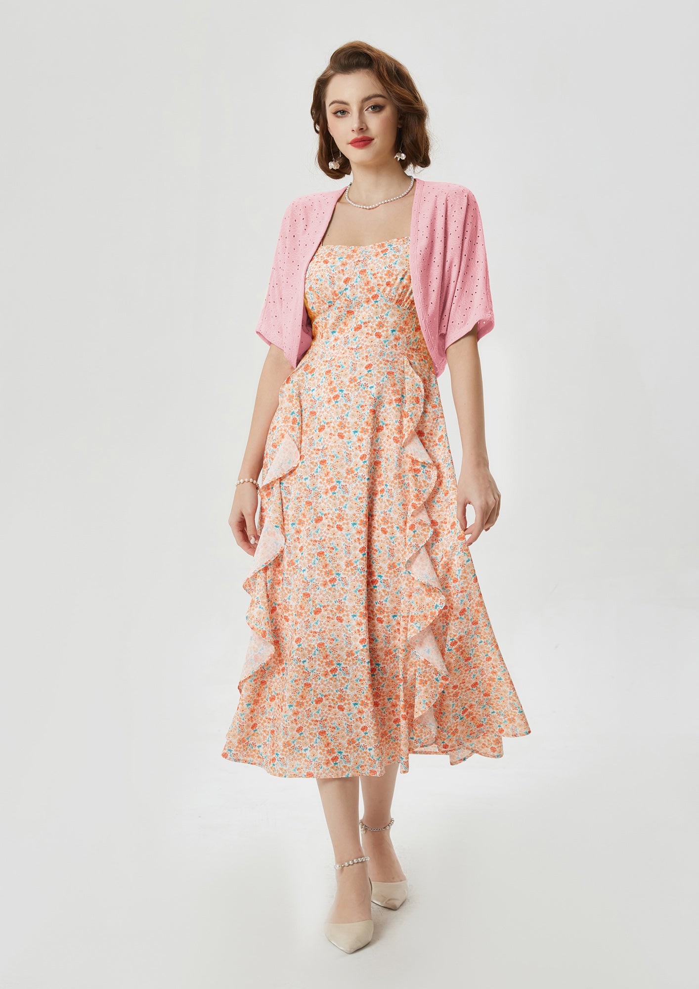 belle poque Vintage Open Front Bolero Shrug Batwing Short Sleeve