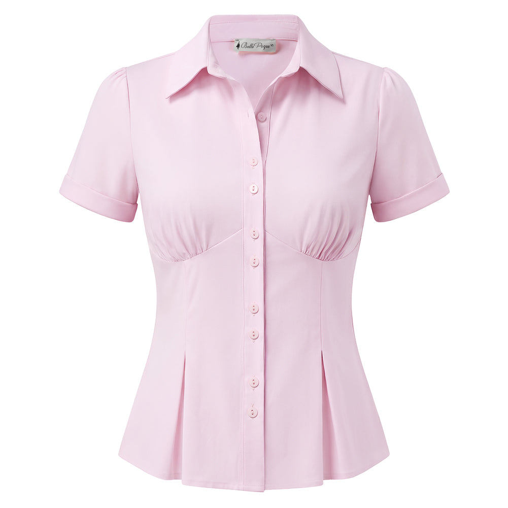 belle poque 2026 Womens Button Down Summer Cute Tops Blouses for Women Dressy Casual Pink