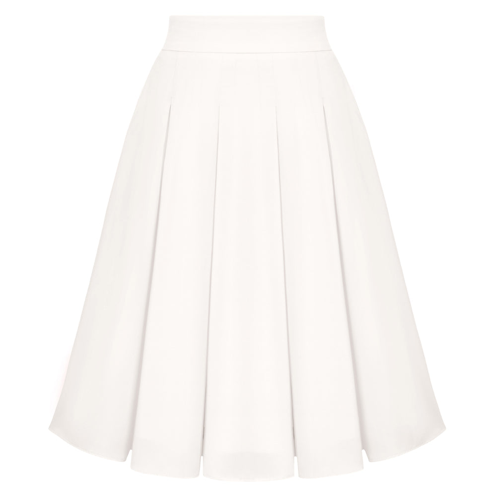 belle poque 2026 Women Spring Vintage Chiffon Skirt Below Knee Flared A-Line Skirt White