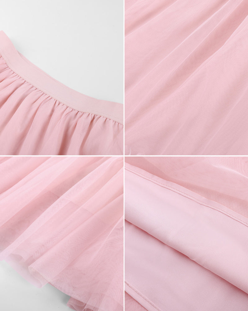 belle poque 1960s Vintage Tulle Skirts for Women A-line Flowy Ruffle Skirt for Date Party