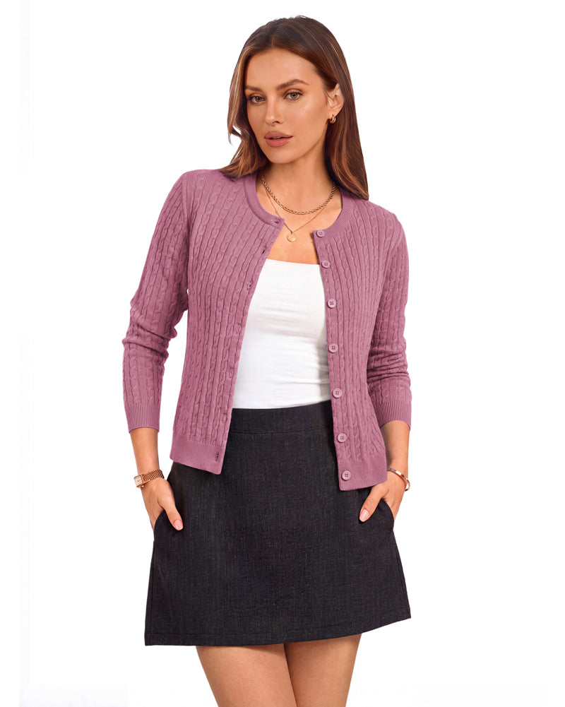 belle poque Belle Poque Women Fall Cardigan Sweater Button Up Cropped Cardigan Lightweight Crew Neck Sweater 2026