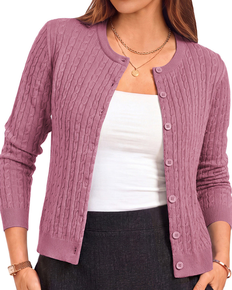 belle poque Belle Poque Women Fall Cardigan Sweater Button Up Cropped Cardigan Lightweight Crew Neck Sweater 2026