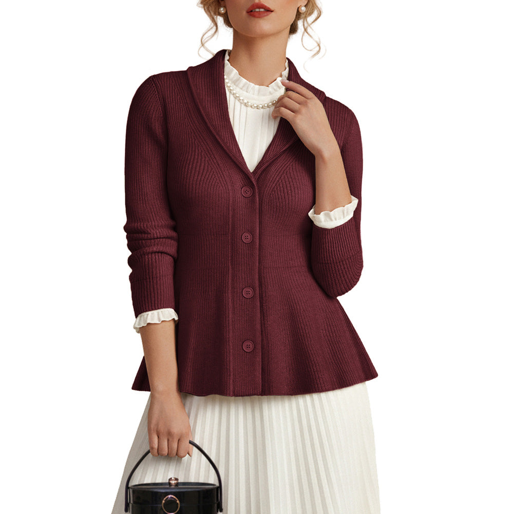 belle poque Vintage Cardigan Sweater Shawl Lapel Button Down Sweater Outwear Coat