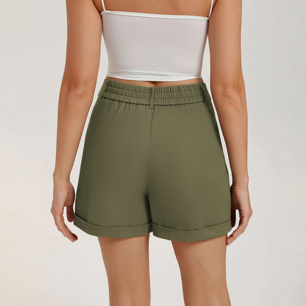 belle poque 2026 Women Vintage 100% Cotton Shorts Wide Leg Shorts with Pockets