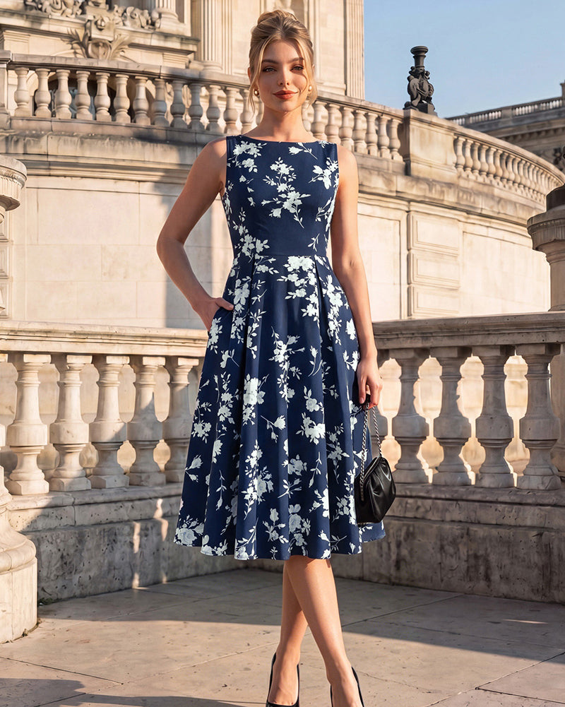 belle poque 1950s Vintage Polka Dot Dress for Women Boat Neck Midi A Line Cocktail Party Dresses