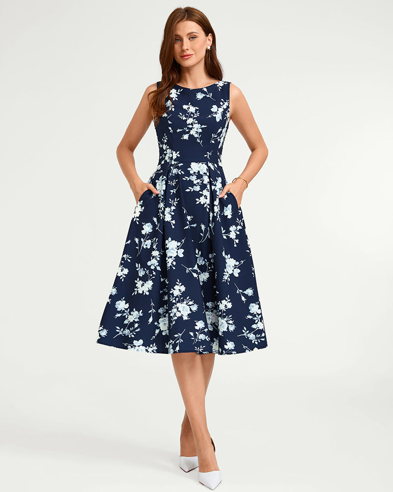 belle poque 1950s Vintage Polka Dot Dress for Women Boat Neck Midi A Line Cocktail Party Dresses