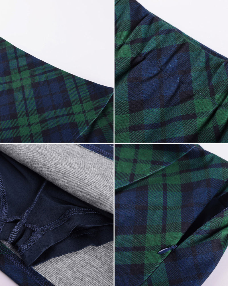 belle poque 1980s Vintage Women's Plaid Skirt Fall Mini Skirt for Outgoing