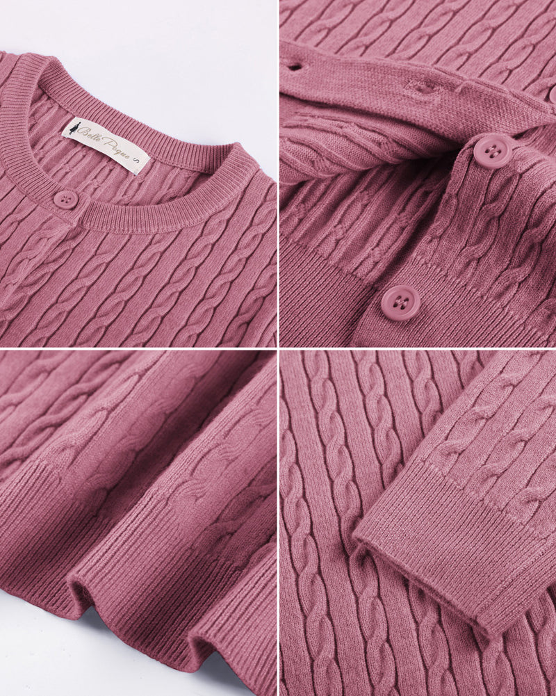 belle poque Belle Poque Women Fall Cardigan Sweater Button Up Cropped Cardigan Lightweight Crew Neck Sweater 2026