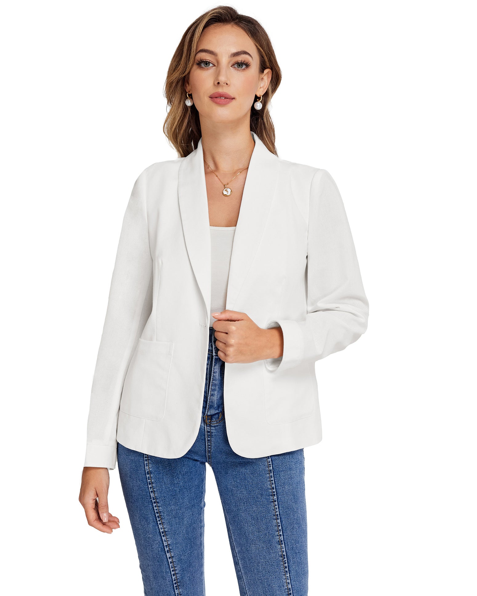 belle poque BP Women Vintage Shawl Lapel Blazer Coat OL One-Button Back Slit Suit Coat