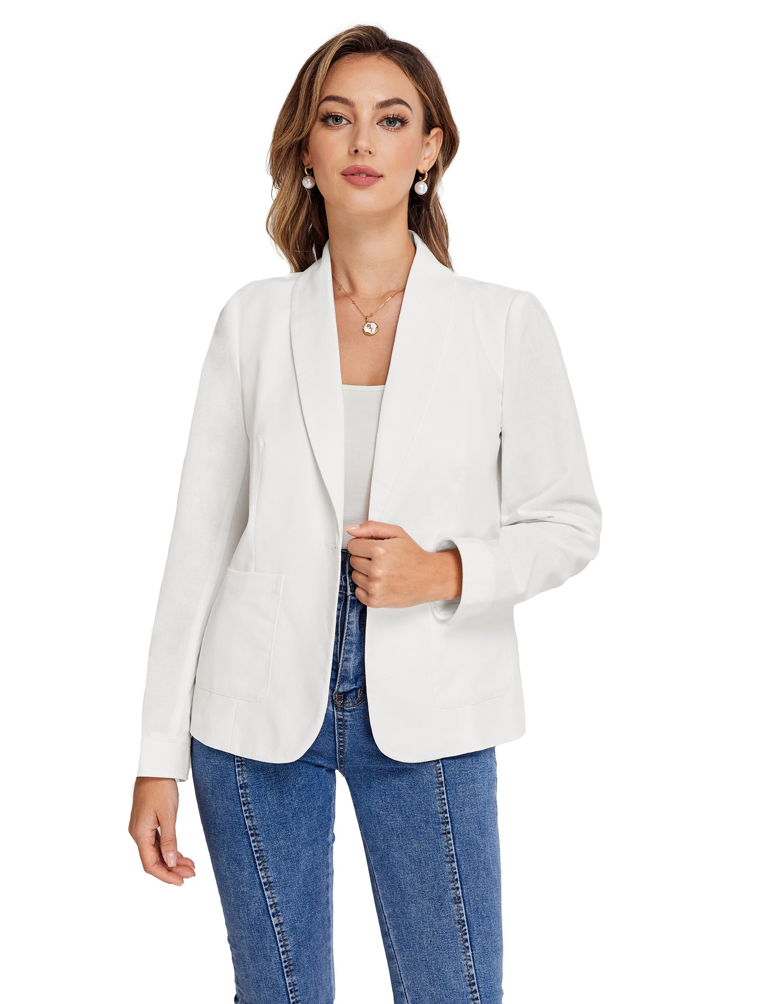 belle poque BP Women Vintage Shawl Lapel Blazer Coat OL One-Button Back Slit Suit Coat