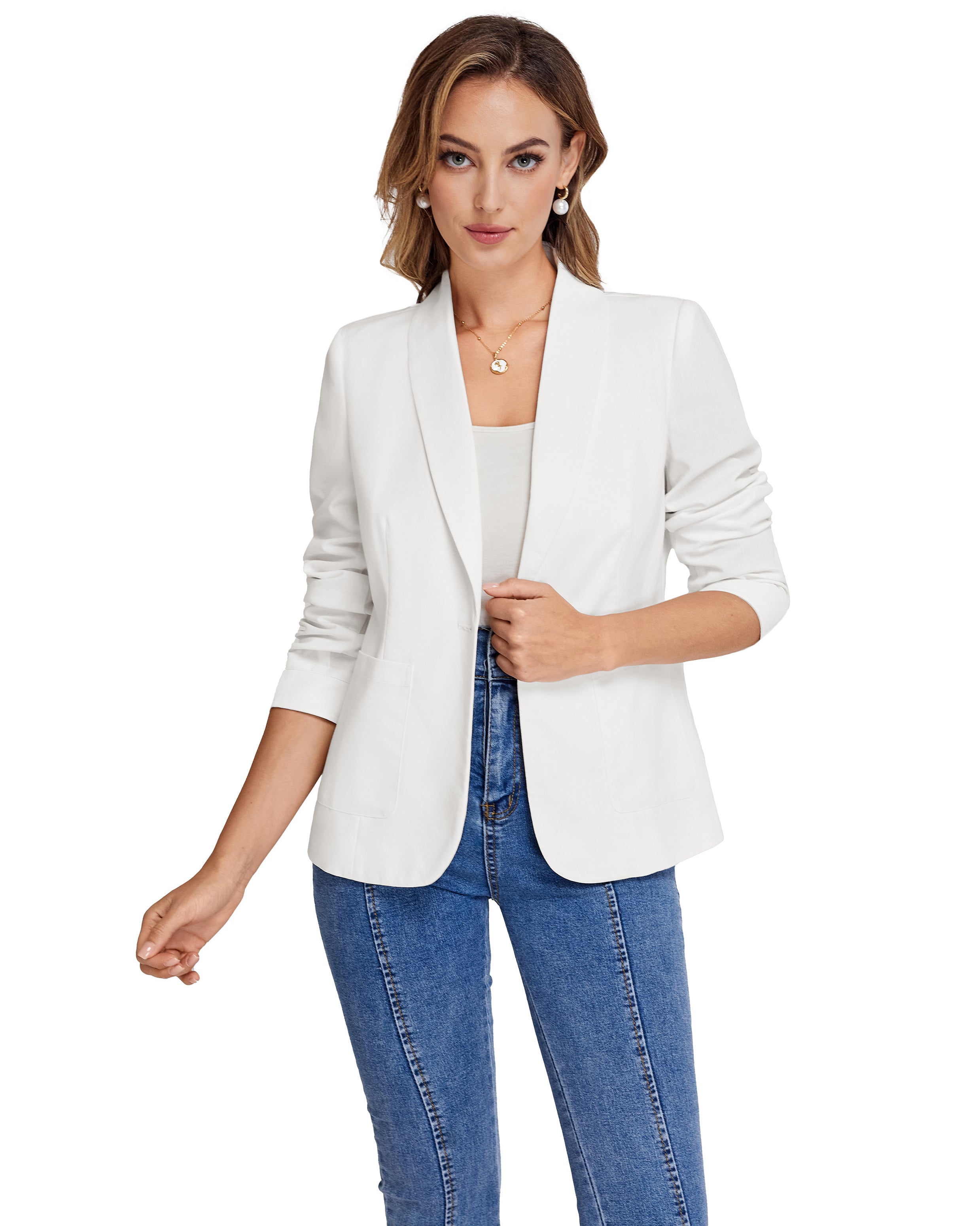belle poque BP Women Vintage Shawl Lapel Blazer Coat OL One-Button Back Slit Suit Coat