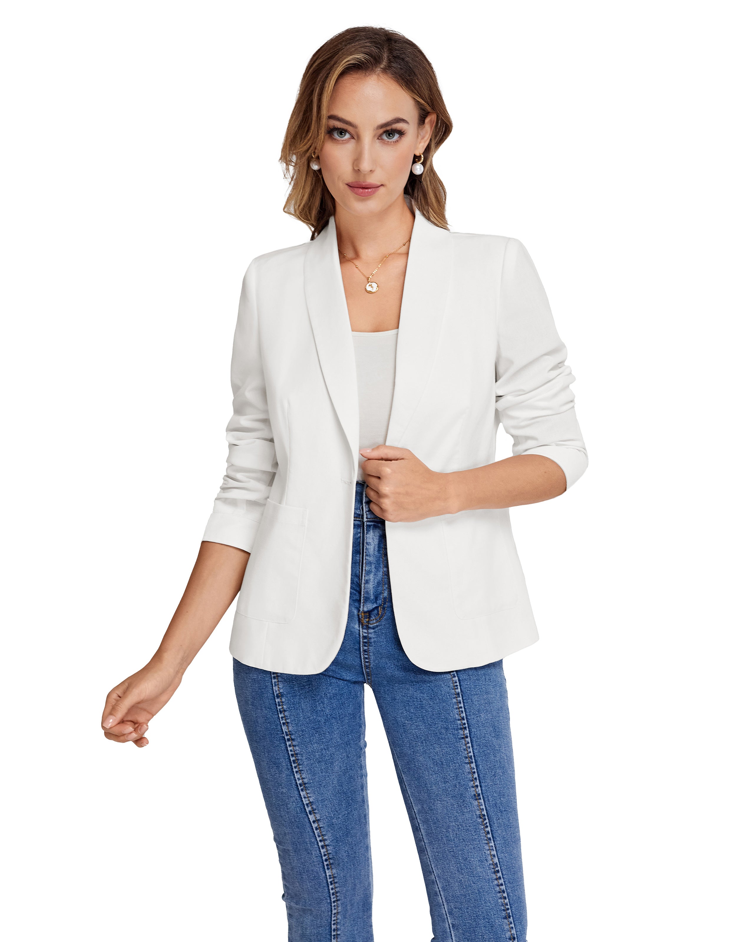 belle poque BP Women Vintage Shawl Lapel Blazer Coat OL One-Button Back Slit Suit Coat