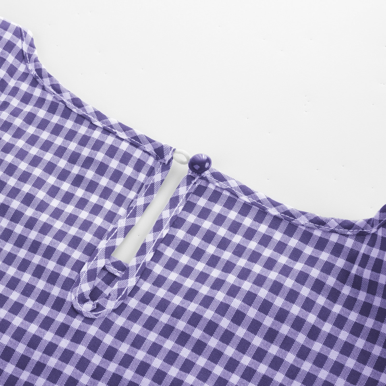 belle poque BP Women Vintage Plaided Tops Flutter Sleeve Crew Neck Keyhole Back Tops