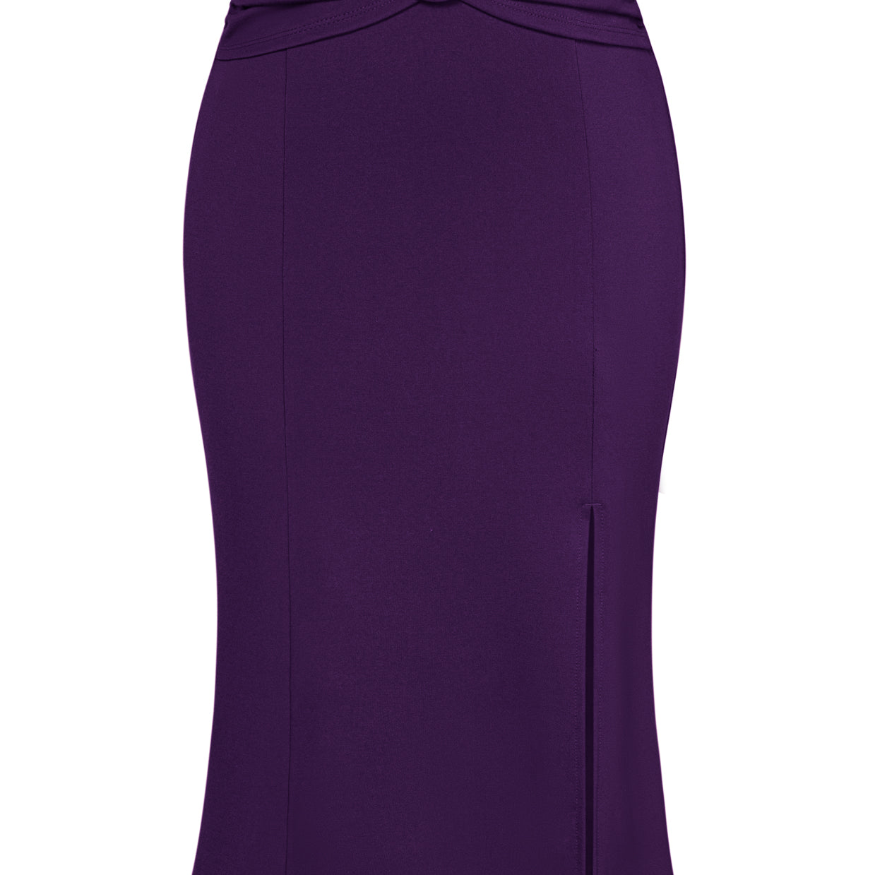 belle poque BP Women Vintage Front Slit Skirt Elastic Waist Mermaid Hem Bodycon Skirt Deep Purple