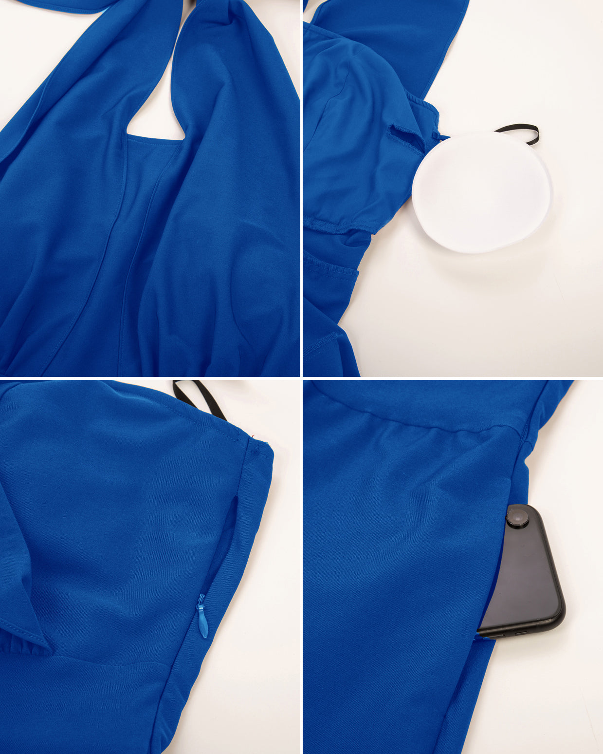 belle poque Halter Jumpsuits High Waisted Wide Leg Jumpsuits with Pockets