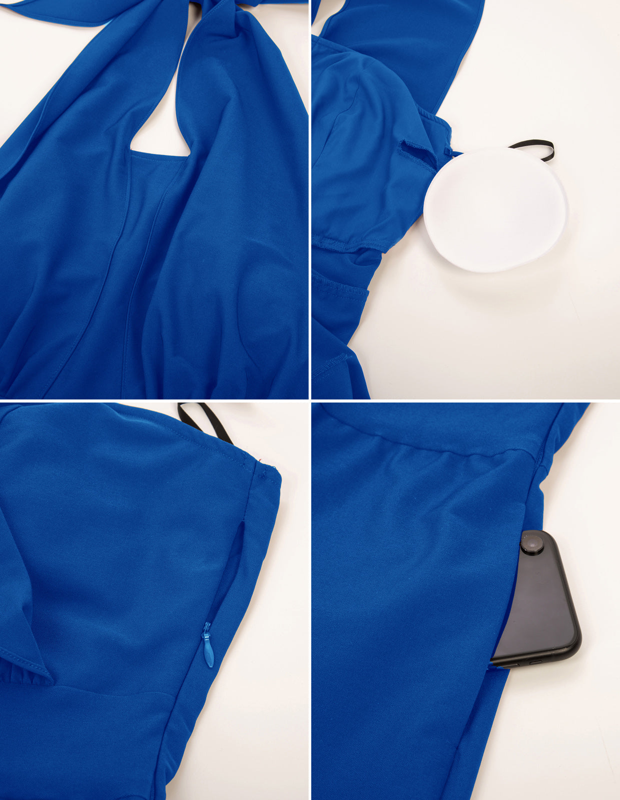 belle poque Halter Jumpsuits High Waisted Wide Leg Jumpsuits with Pockets