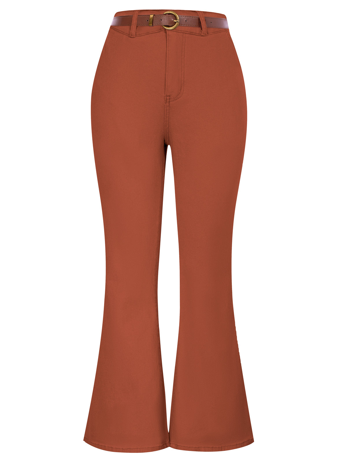 belle poque Seckill Offer⌛Vintage High Waisted Flare Jeans with Belt Bootcut Stretchy Denim Pants Brown