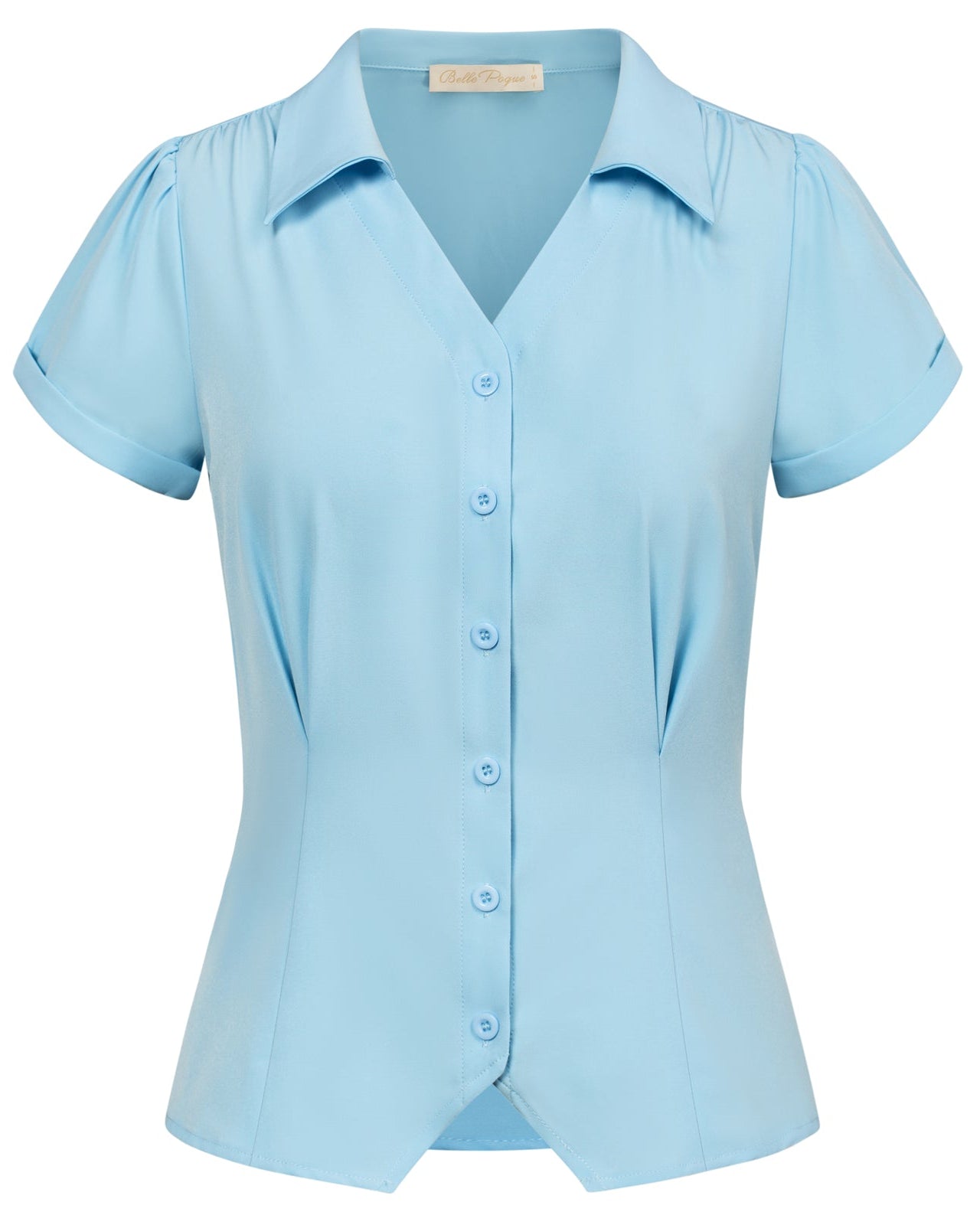 belle poque Short Sleeve Button Down Polka Dot Patterns Shirts Vintage Shirts Business Blouse Tops