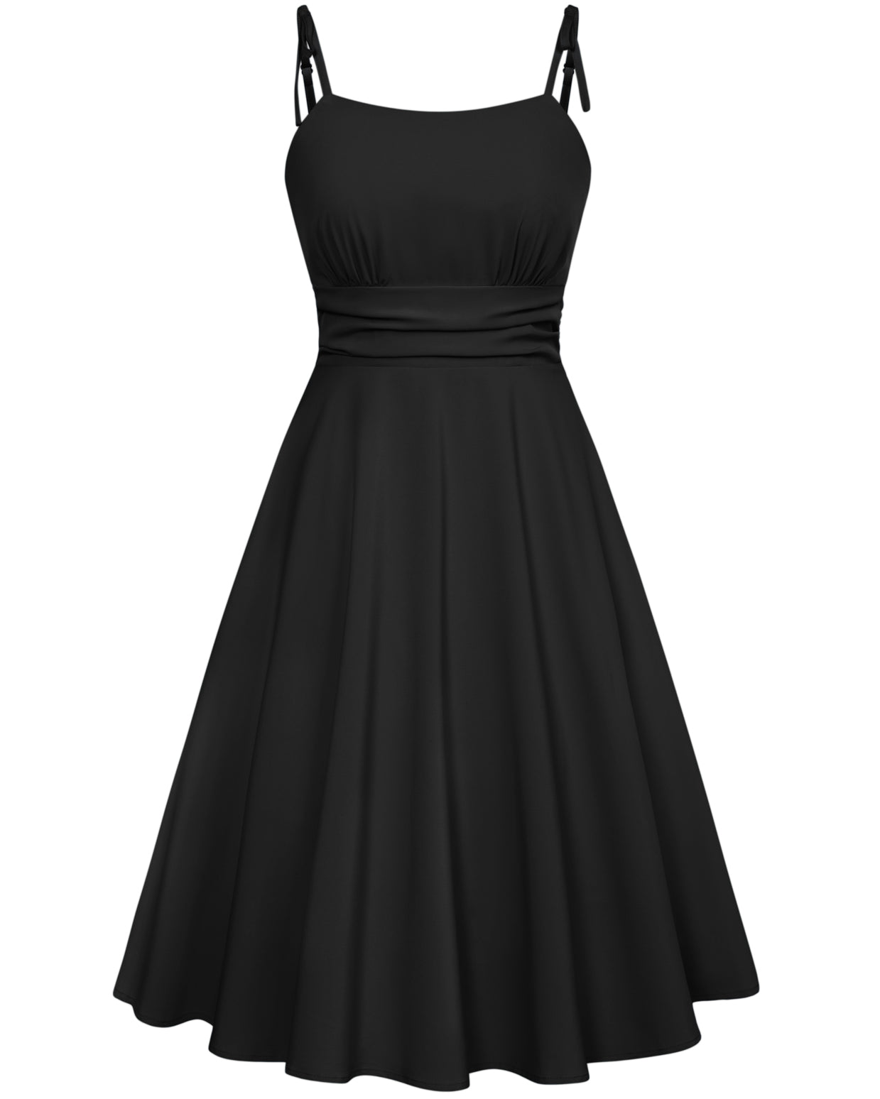 belle poque Summer Slip Dresses for Women Spaghetti Strap Midi Sun Dress Cute Casual Dress with Pockets Black