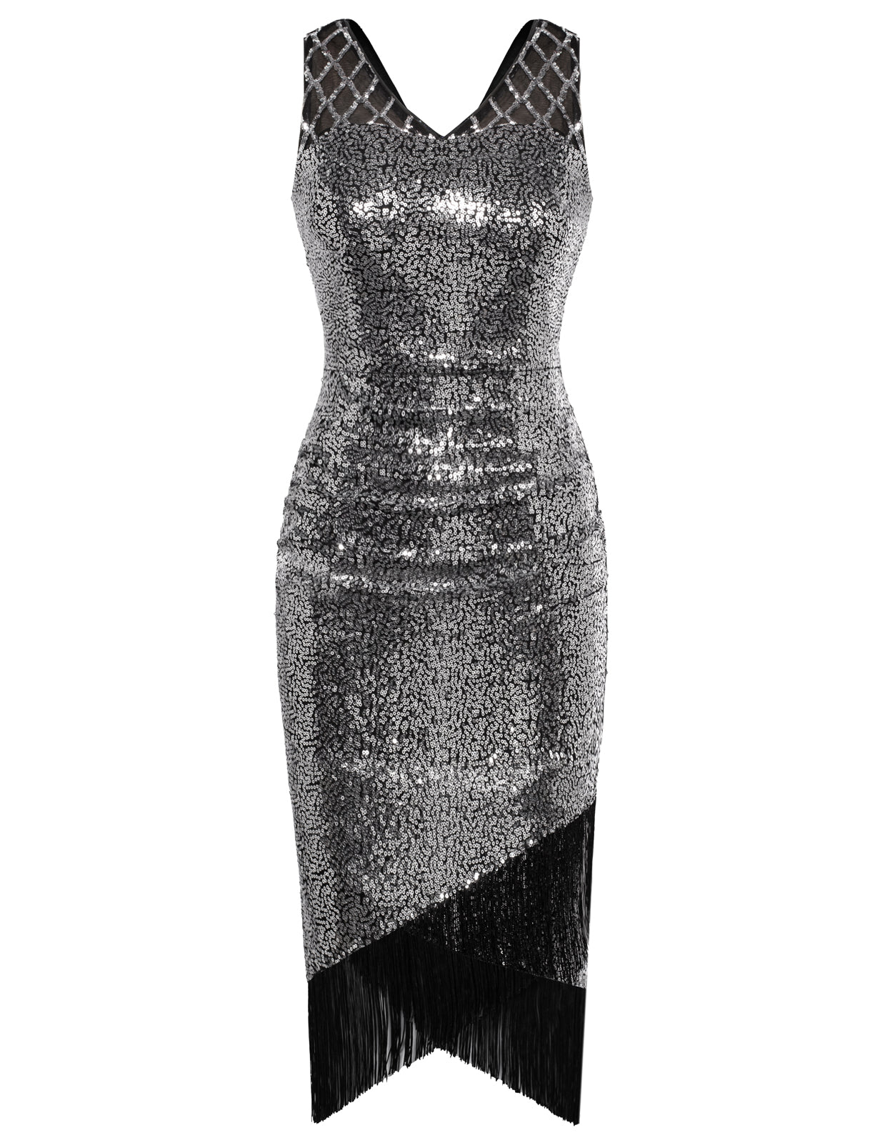 belle poque Sequin Dress Simple 1920s Flapper Cocktail Party Dresses Sliver