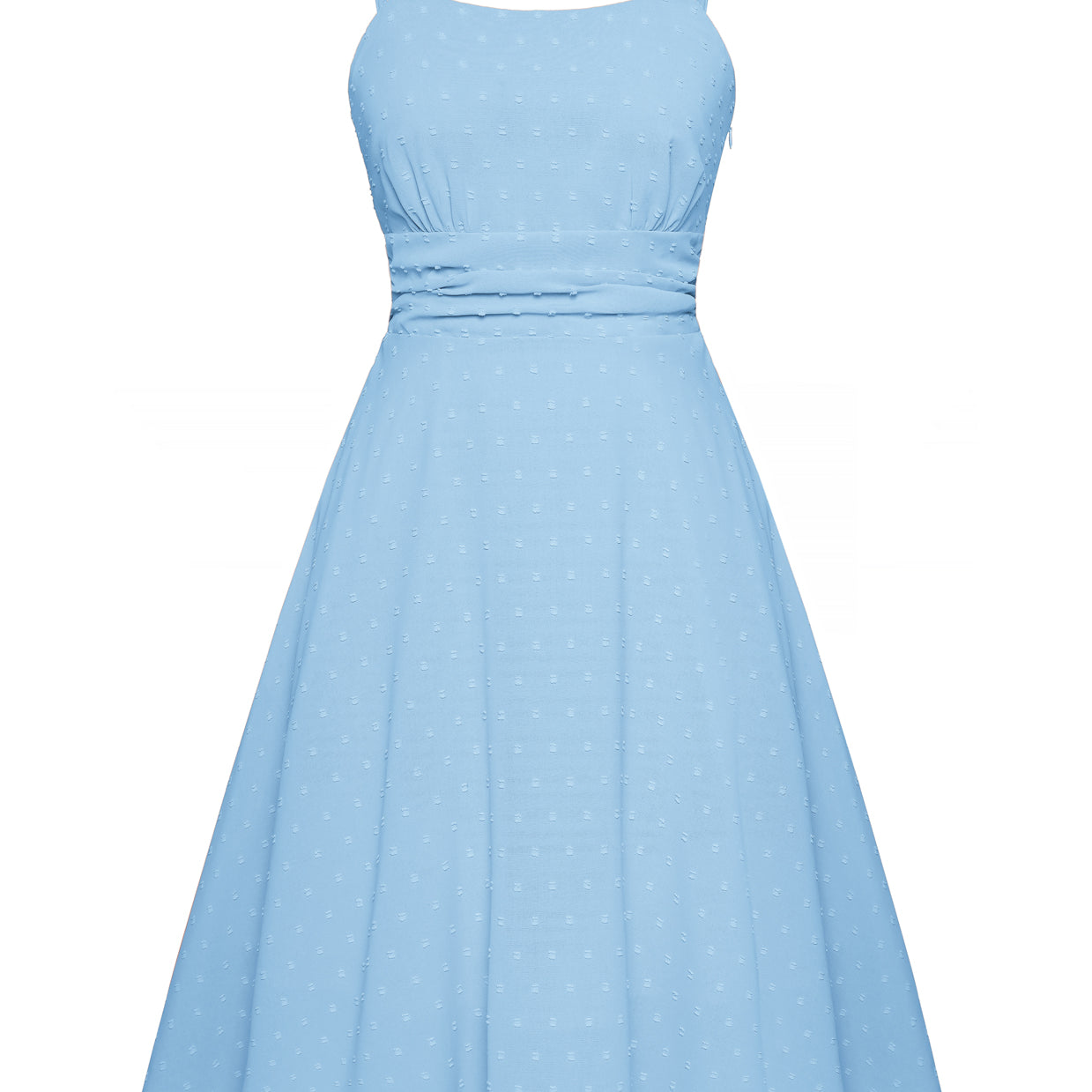 belle poque BP Women Vintage Swiss Dots Dress Spaghetti Straps Flared A-Line Dress sky blue