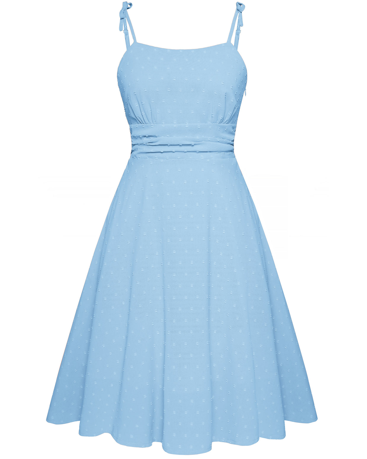 belle poque BP Women Vintage Swiss Dots Dress Spaghetti Straps Flared A-Line Dress sky blue