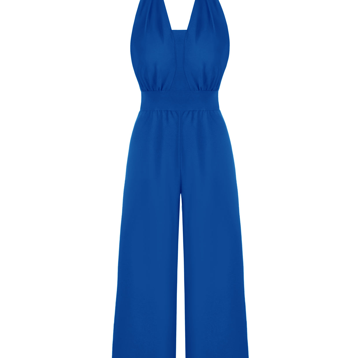 belle poque Halter Jumpsuits High Waisted Wide Leg Jumpsuits with Pockets Blue
