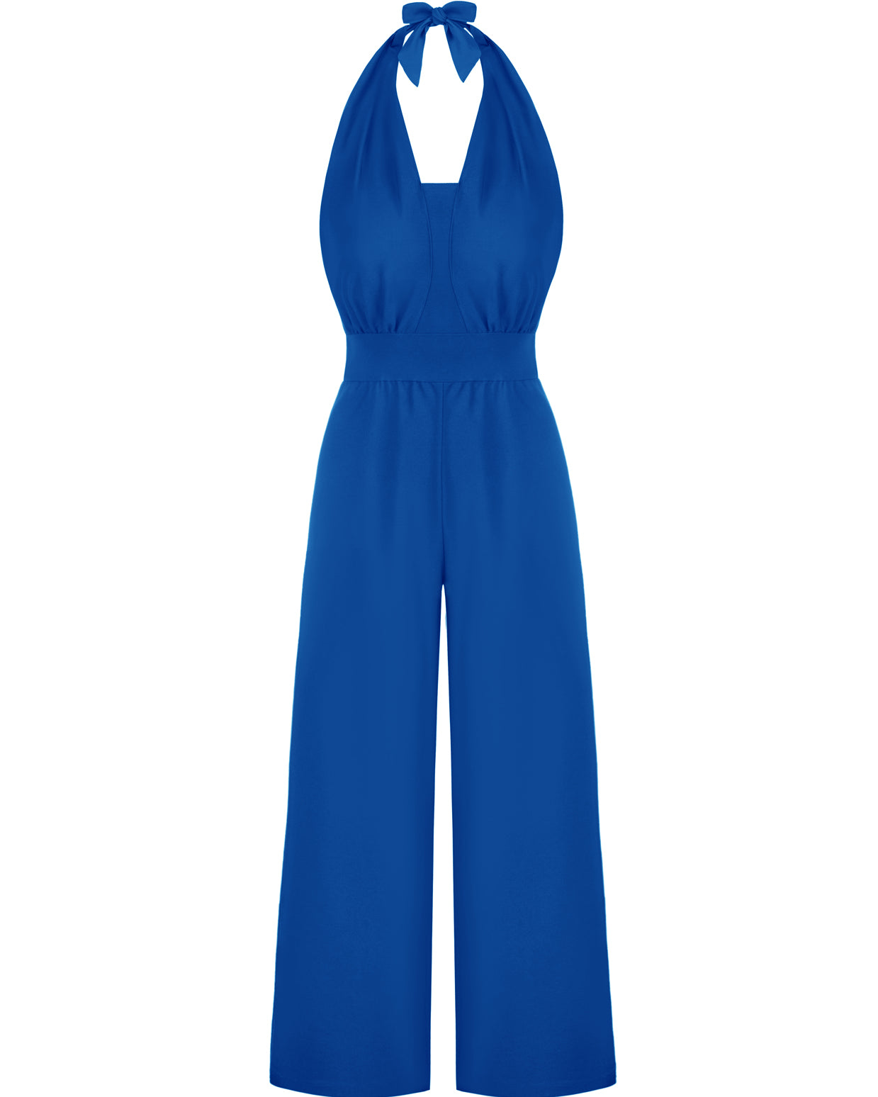 belle poque Halter Jumpsuits High Waisted Wide Leg Jumpsuits with Pockets Blue
