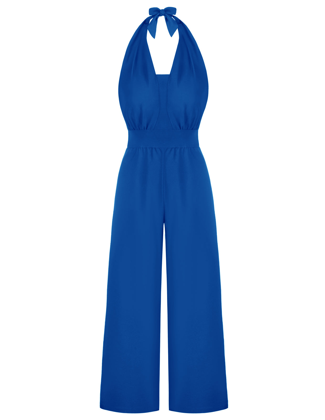 belle poque Halter Jumpsuits High Waisted Wide Leg Jumpsuits with Pockets Blue