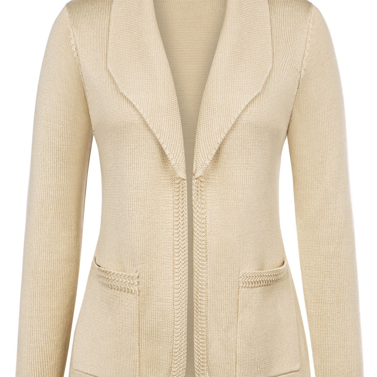 belle poque Vintage Cardigan Sweater Blazer V Neck Shawl Lapel Collar with Pockets Khaki