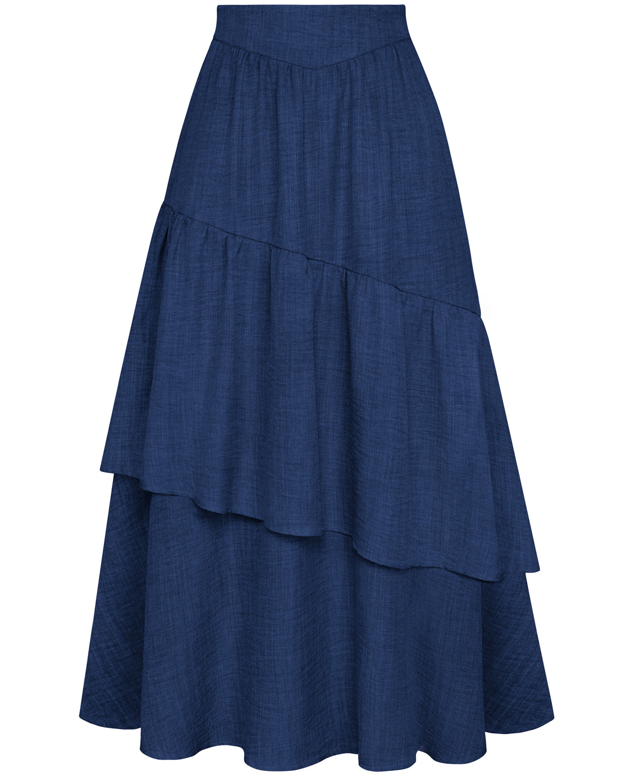 belle poque BP Women Vintage 2-Layer Swing Skirt Elastic High Waist Maxi Skirt Blue
