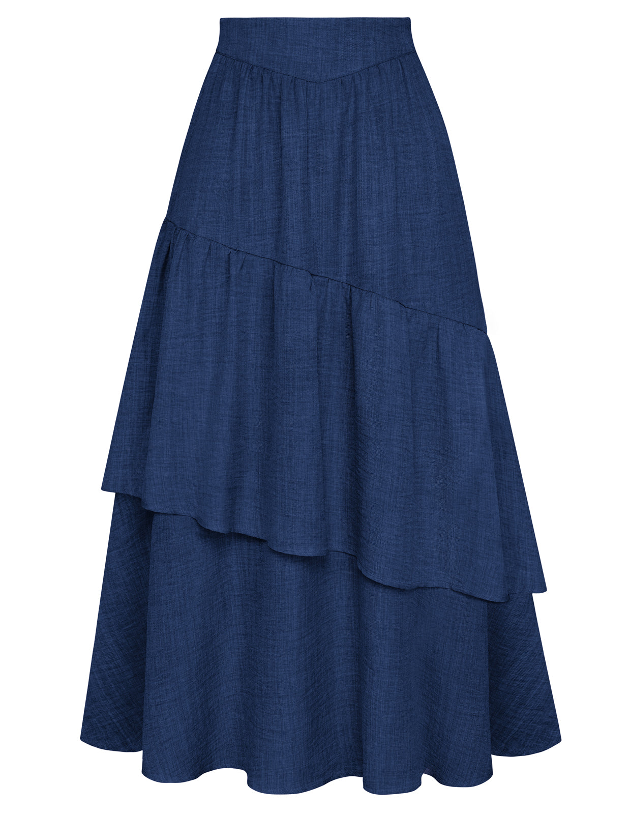 belle poque BP Women Vintage 2-Layer Swing Skirt Elastic High Waist Maxi Skirt Blue