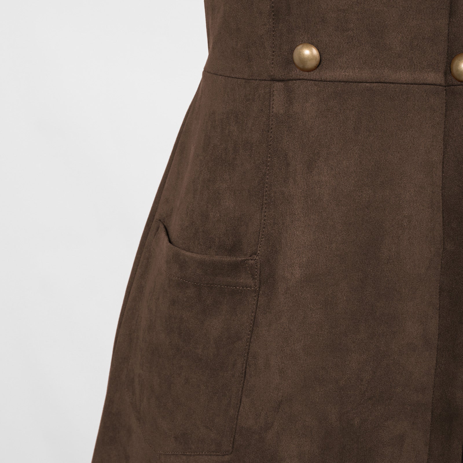 belle poque Vintage Faux Suede Dress Sleeveless V-Neck Elastic Waist A-Line Dress