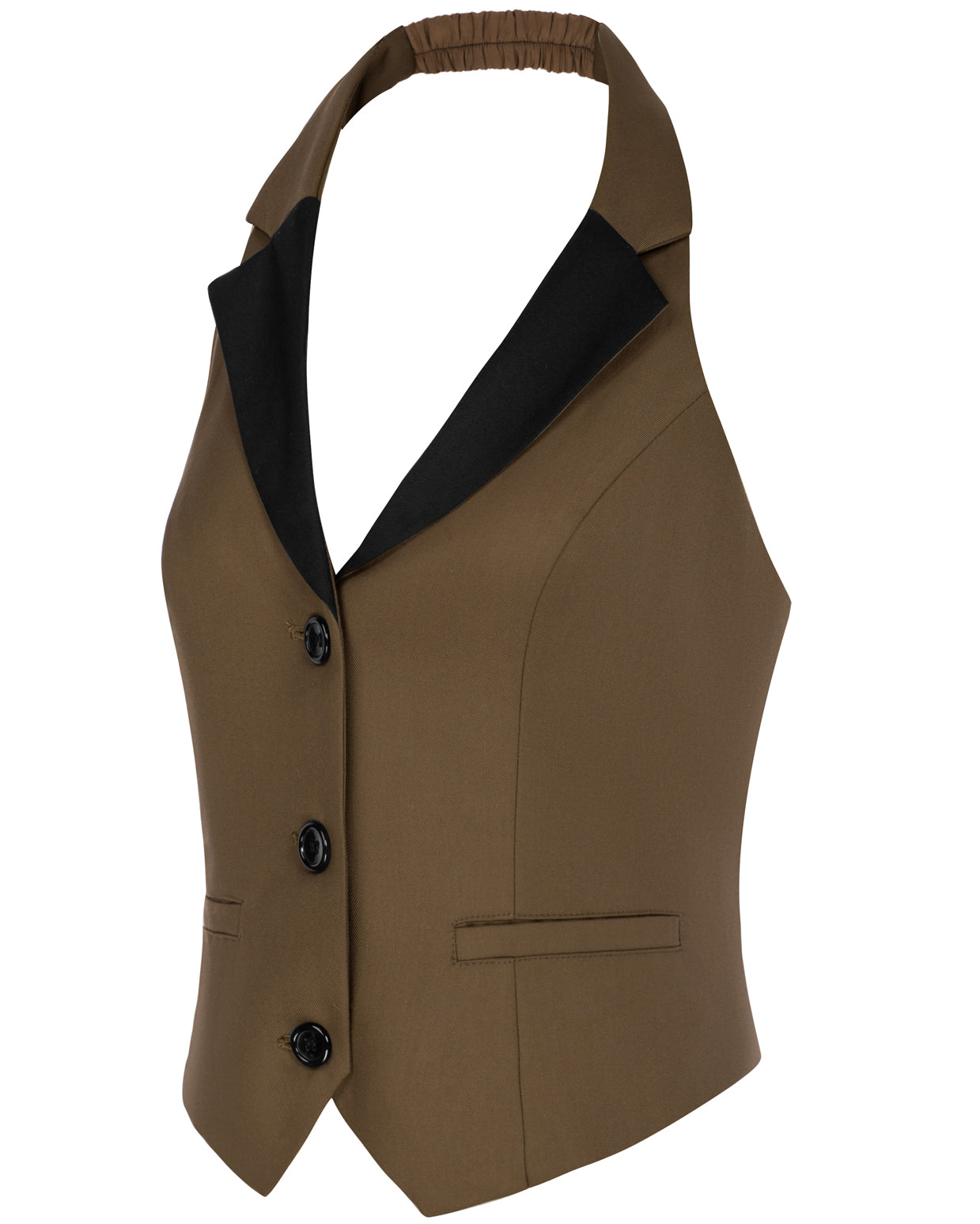 belle poque Waistcoat Vest Vintage Halter Lapel Button Down Suit Vest with Pockets